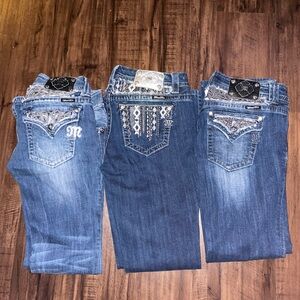 Miss Me Stylish Blue Embellished Women's Jeans 3 pairs